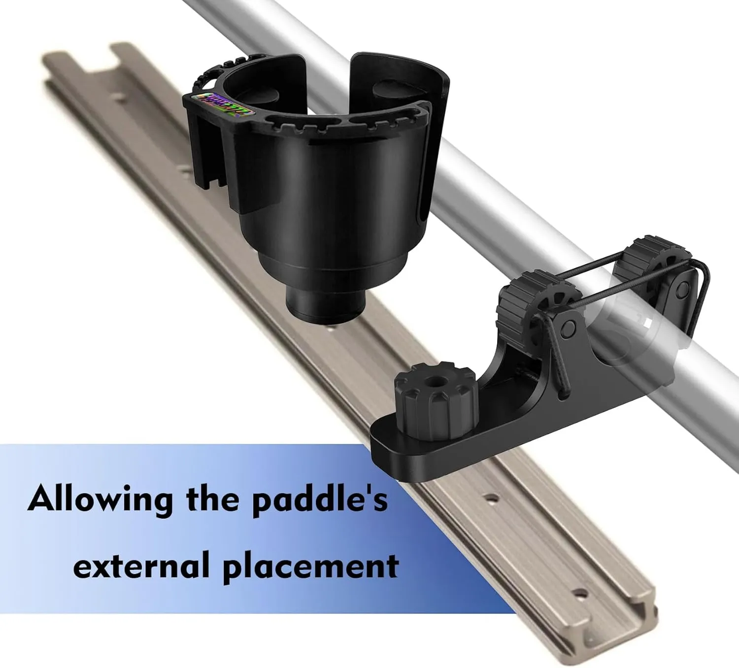 1006 2 PCS Extend Kayak Paddle Holder Kayak Track Mount Accessories for Holding Standard Paddle, Kayak Oar Holder Kayak Rail Accessories for Fishing Kayak