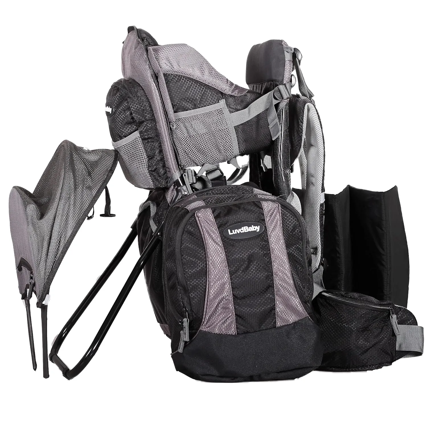 2-in 1 Baby Backpack Carrier - Ergonomic Toddler Hiking/Baby Hiking Backpack Carrier with Removable Bag, Diaper Change Pad, Insulated Pocket   Rain and Sun Hood to Protect Your Child