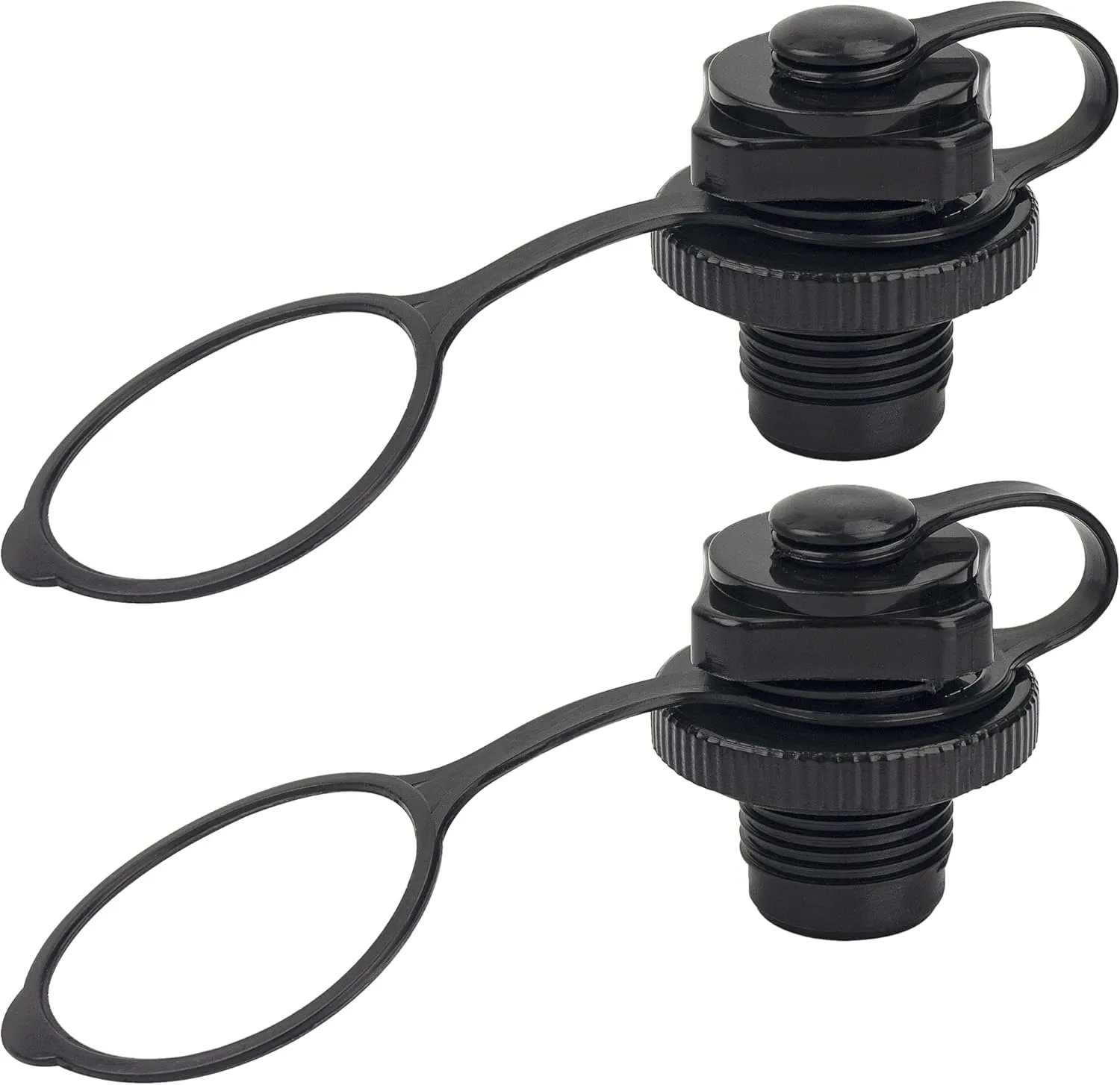 2 Pcs Inflatable Boat Valve, Spiral Air Plug Boat Replacement Cap, Kayak Accesories, Leak-Proof (Black)