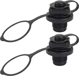 2 Pcs Inflatable Boat Valve, Spiral Air Plug Boat Replacement Cap, Kayak Accesories, Leak-Proof (Black)