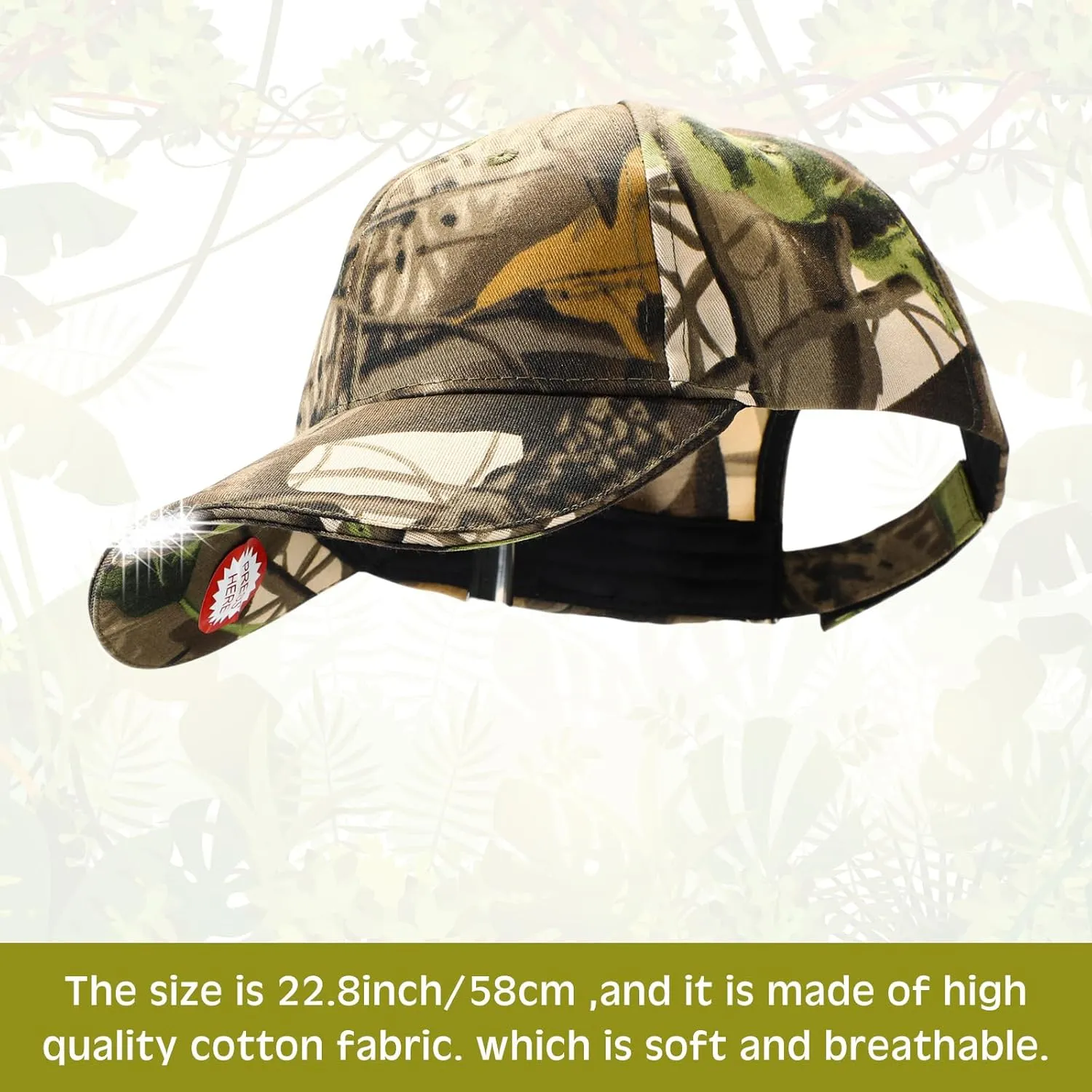 2 Pieces Baseball Cap with Light Hands Free LED Baseball Cap 5 LED Battery Powered Headlamp Hat Flashlight Hat for Fishing Jogging Camping Hand Work
