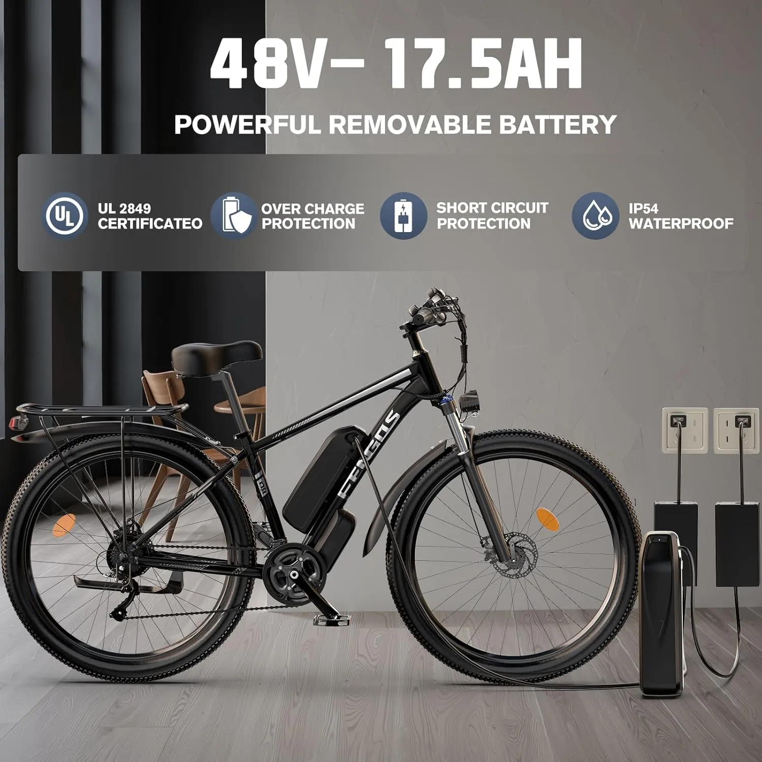 27.5" Electric Bike for Adults,48V15AH 750W Mountain Bike,32MPH Electric Bicycle,21 Speed Bicycle,Bikes for Men
