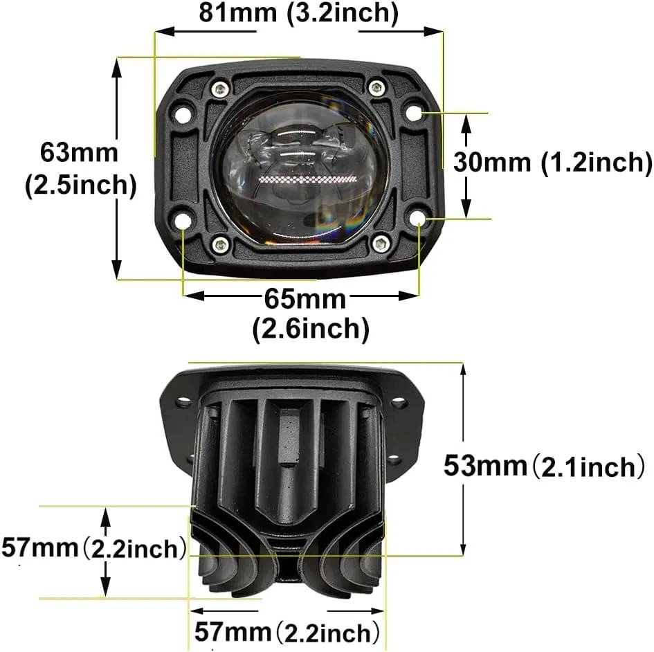 3 Inch Flush Mount LED Pods Light Spot Driving Off Road Light 8D 30W Far & Wide Led Light Bar Cube Lights Offroad Fog Lights Fit for Offroad Trucks ATV UTV SUV Car