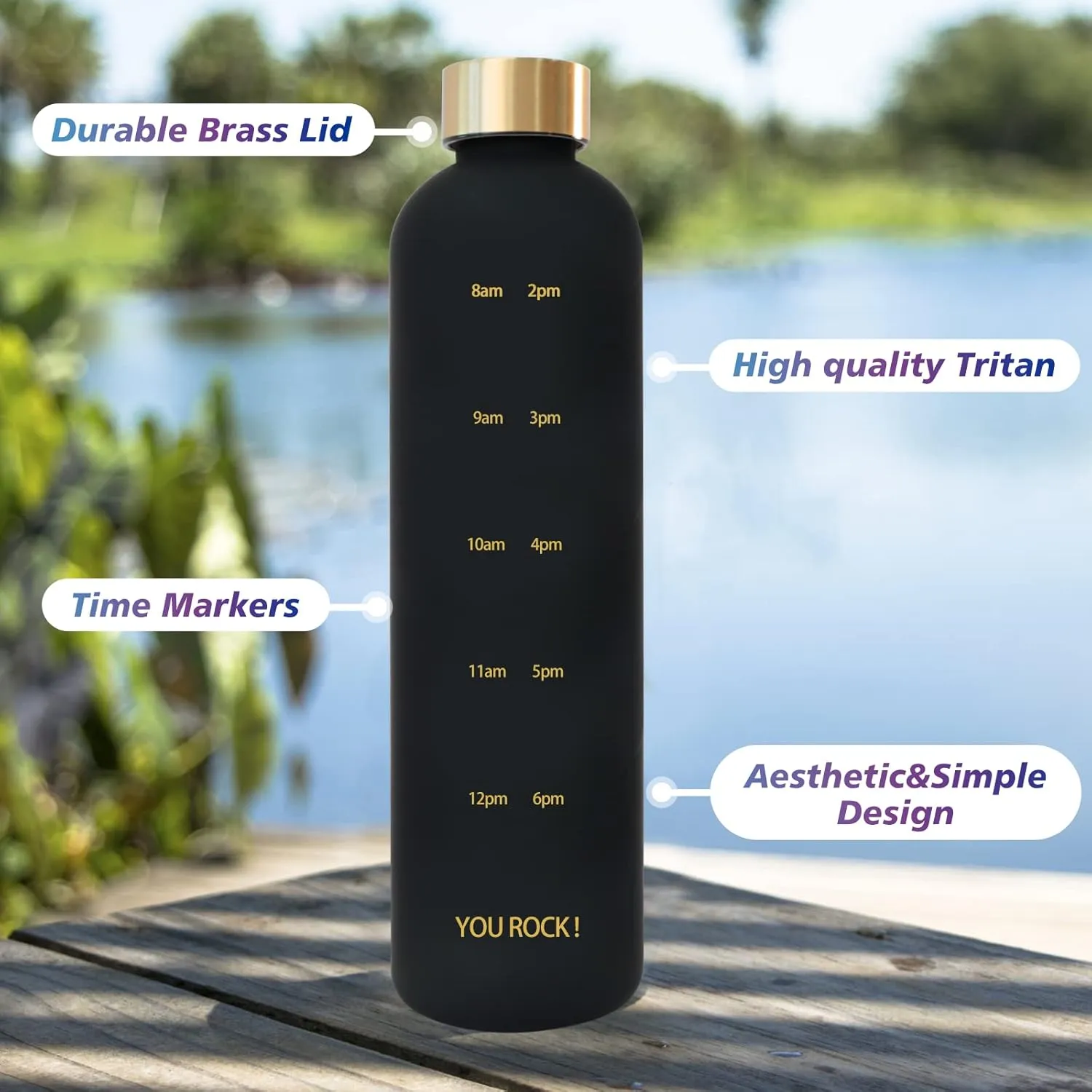 32oz Water Bottles with Times to Drink, Motivational Water Bottle with Time Marker, BPA Free Reusable Water Bottle with Hydrating Reminder for Gym Fitness Workout Travel