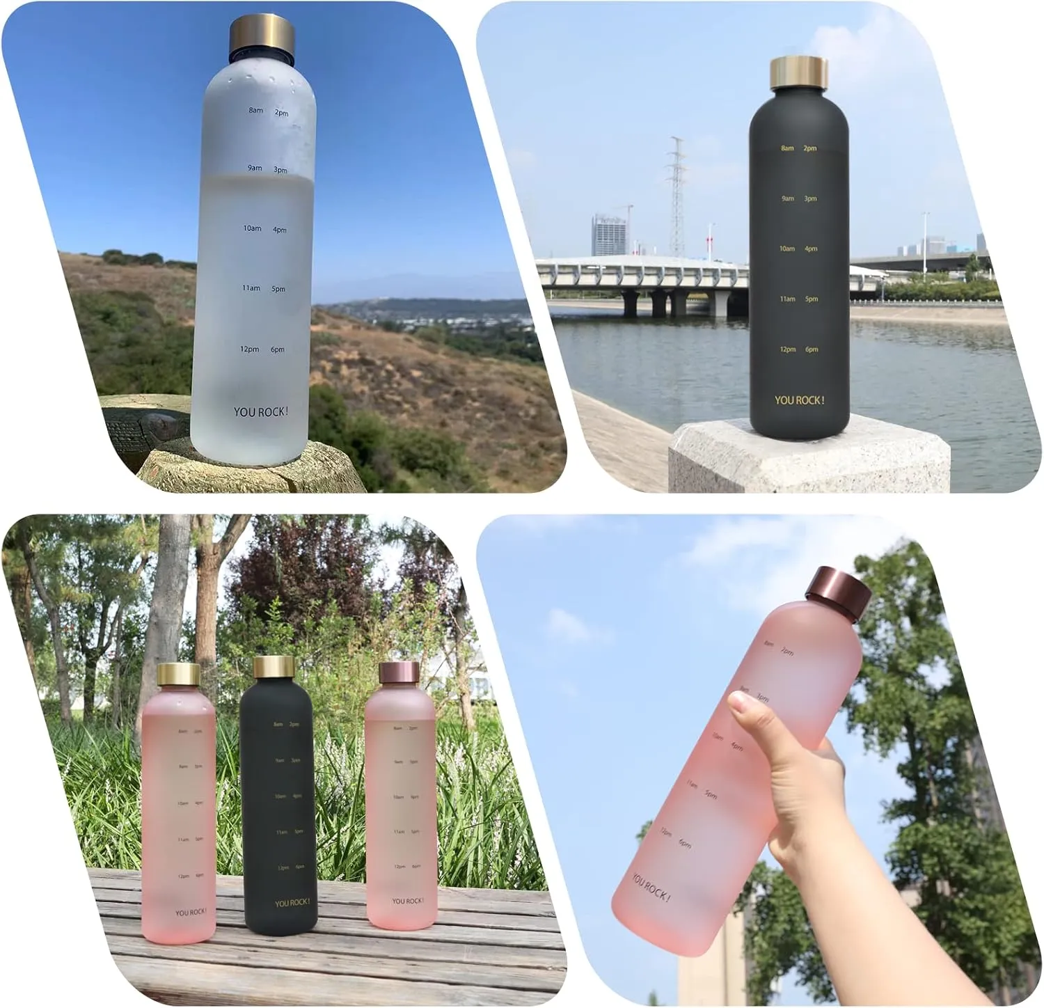 32oz Water Bottles with Times to Drink, Motivational Water Bottle with Time Marker, BPA Free Reusable Water Bottle with Hydrating Reminder for Gym Fitness Workout Travel