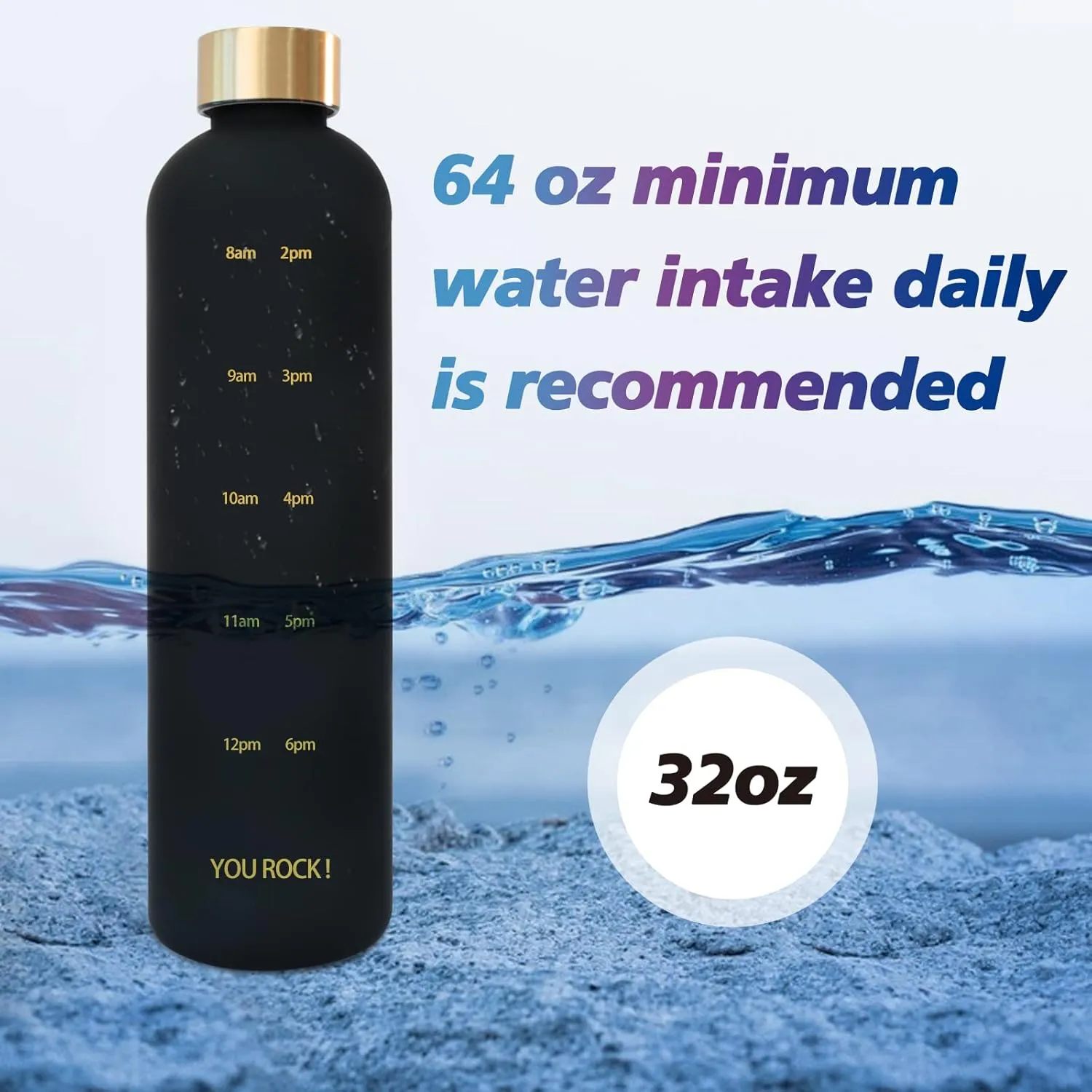 32oz Water Bottles with Times to Drink, Motivational Water Bottle with Time Marker, BPA Free Reusable Water Bottle with Hydrating Reminder for Gym Fitness Workout Travel
