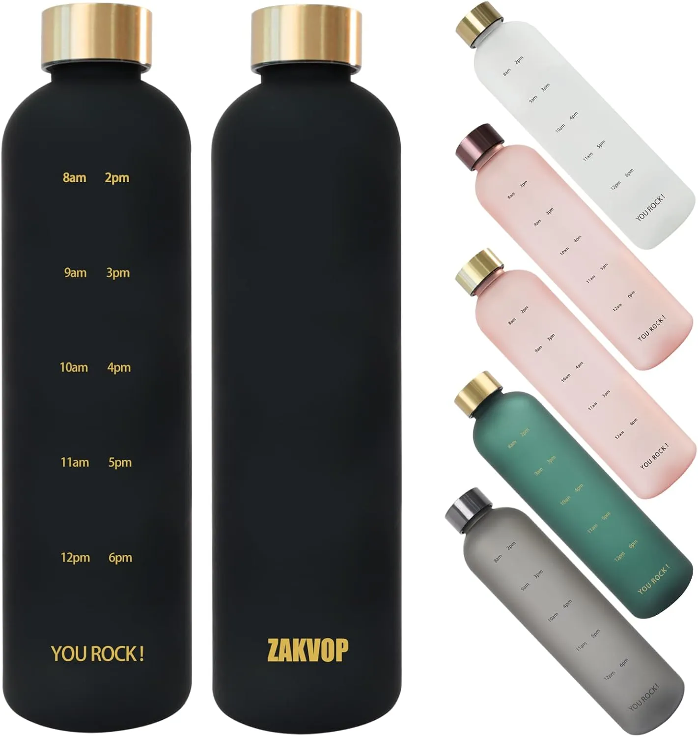 32oz Water Bottles with Times to Drink, Motivational Water Bottle with Time Marker, BPA Free Reusable Water Bottle with Hydrating Reminder for Gym Fitness Workout Travel