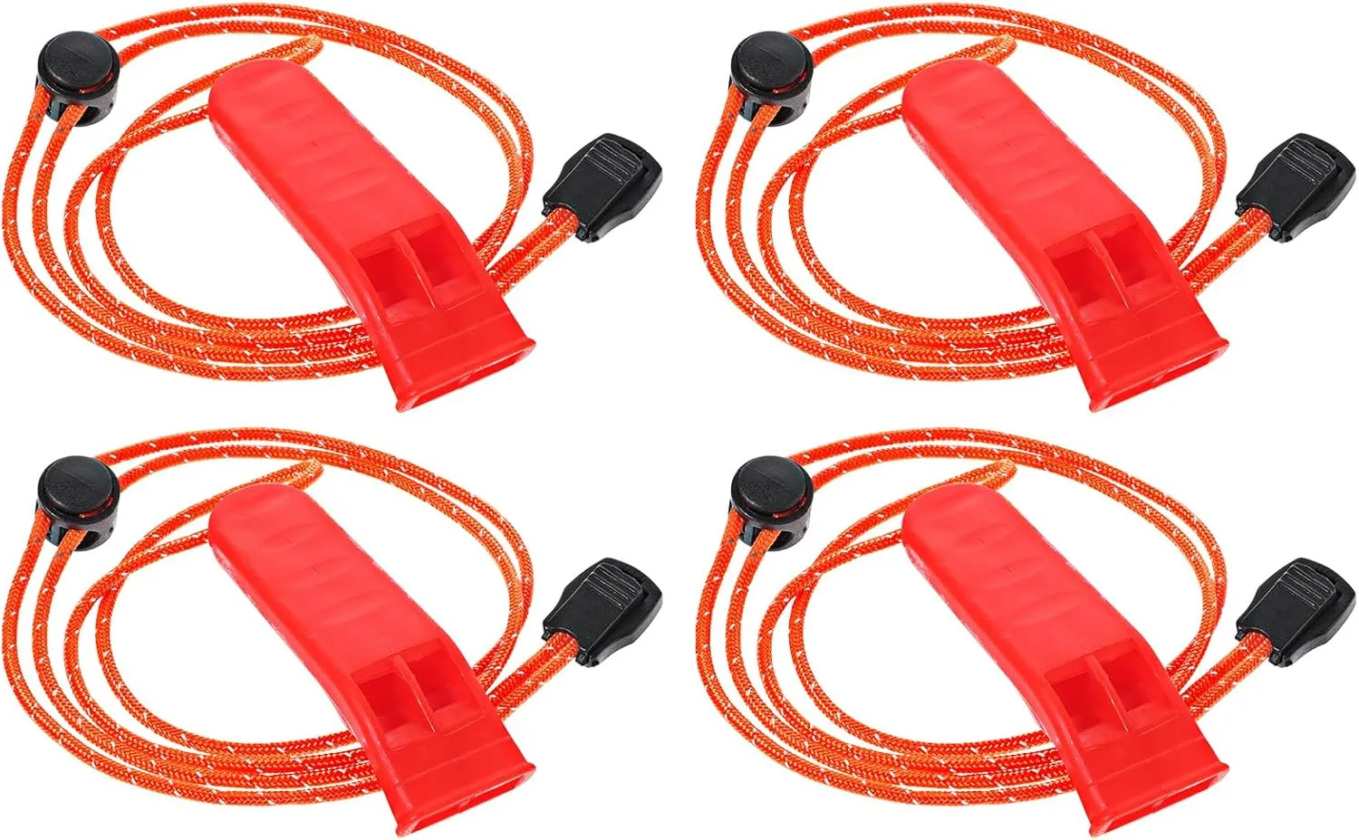 4 Pcs Emergency Whistles with Adjustable Lanyard, Safety Survival Whistles, Loud Plastic Whistles Boat Floating Marine Whistle for Fishing Hiking Kayaking Camping Safety & Survival Equipment