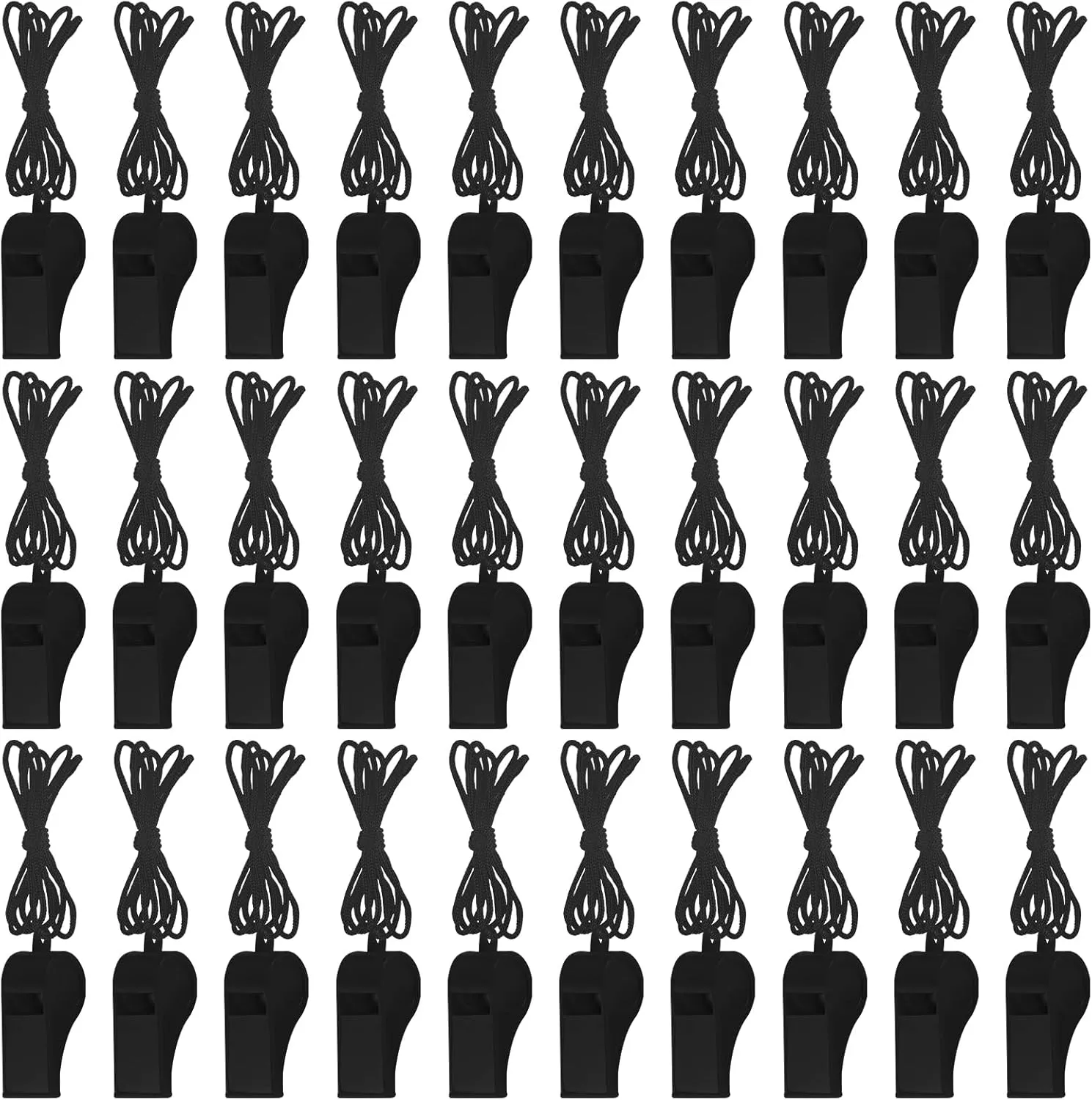 50 Pieces Plastic Whistles with Lanyard Loud Crisp Sound Whistles Bulk for School Trainning Christmas Birthday Party Goody Bag Fillers Party Noisy Whistles