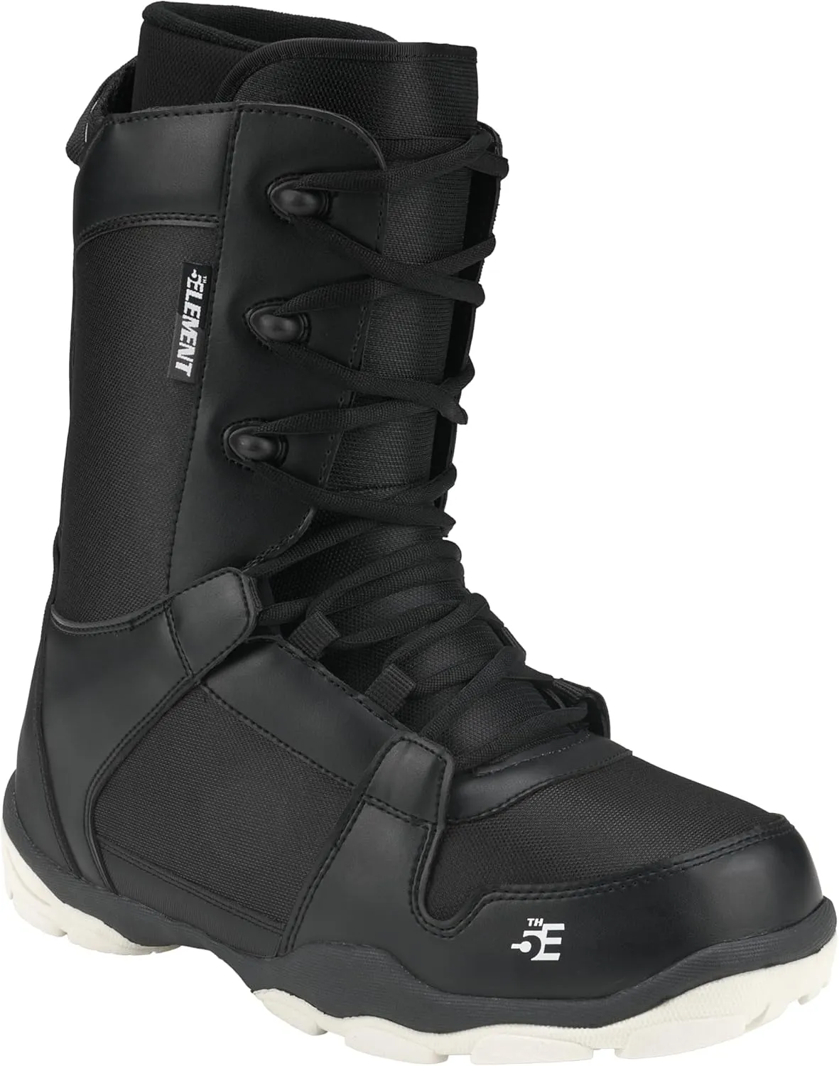 5th Element ST Lace and Dial Snowboard Boots for Men - Black Compatible with Strap Snowboard Bindings- Waterproof Liners -All Mountain Snowboarding Men Size