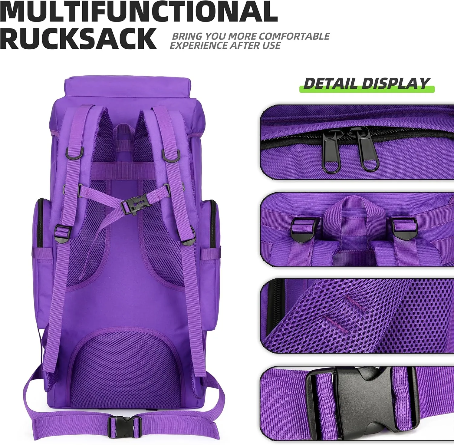 70L Hiking Backpacks Men Women Molle Army Assault Pack Tactical Bag Rucksack