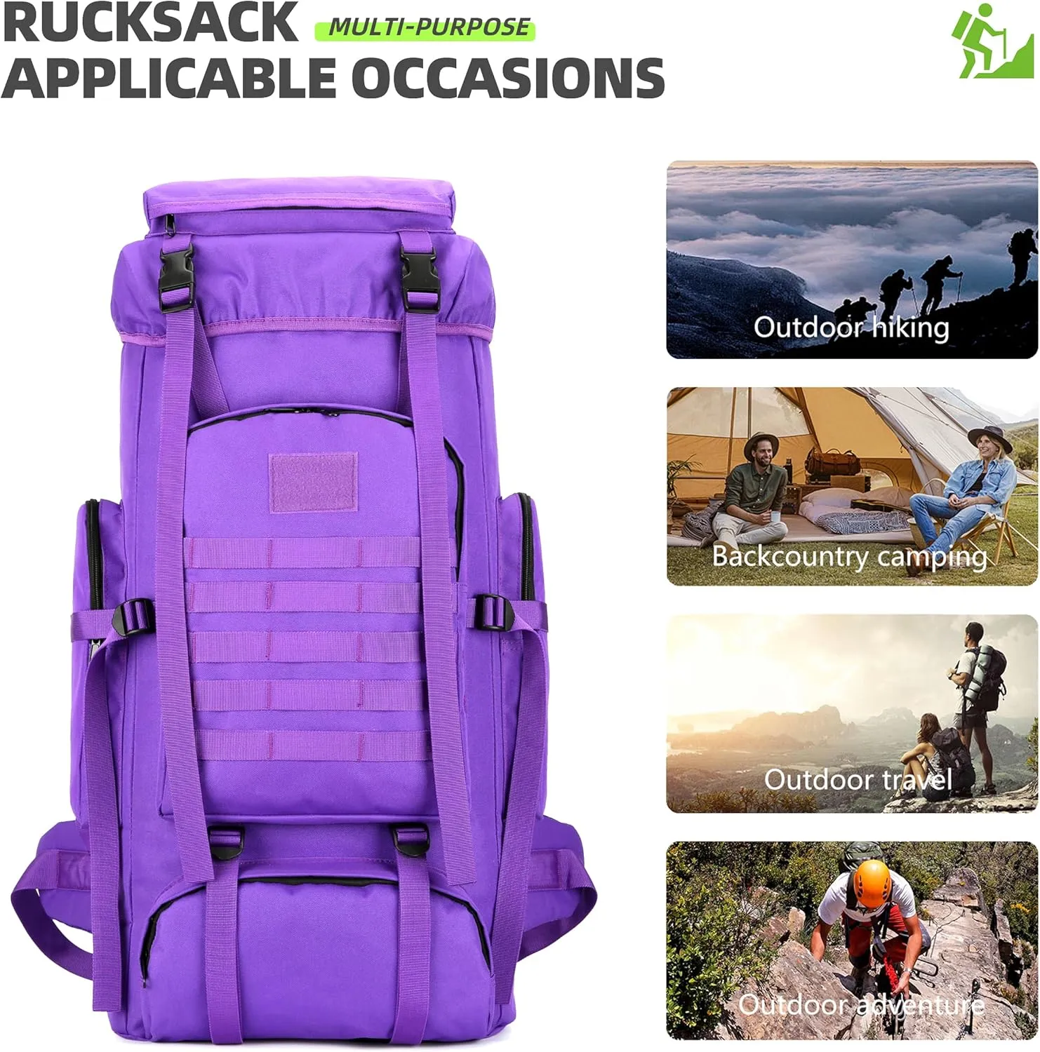 70L Hiking Backpacks Men Women Molle Army Assault Pack Tactical Bag Rucksack