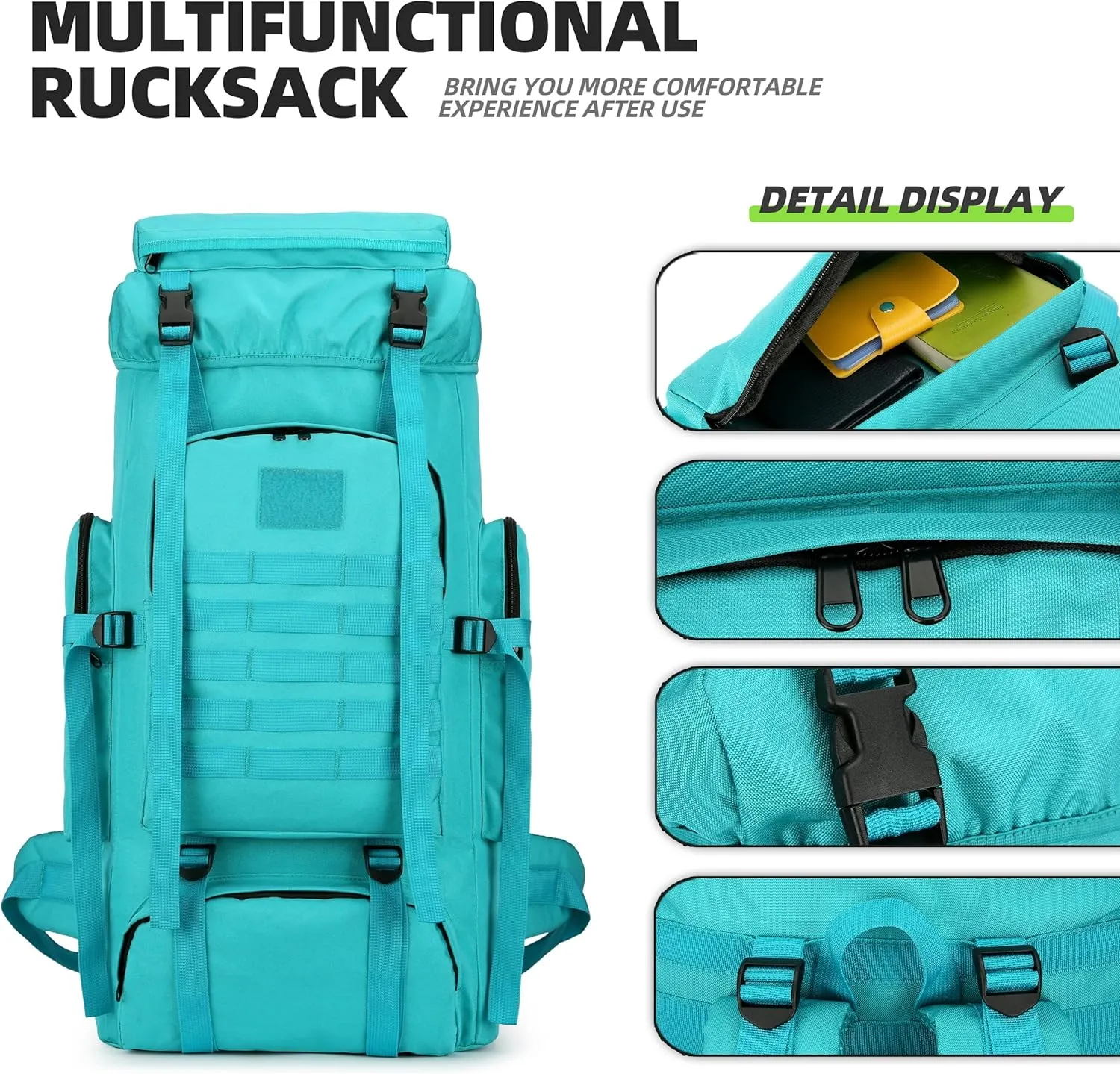 70L Hiking Backpacks Men Women Molle Army Assault Pack Tactical Bag Rucksack