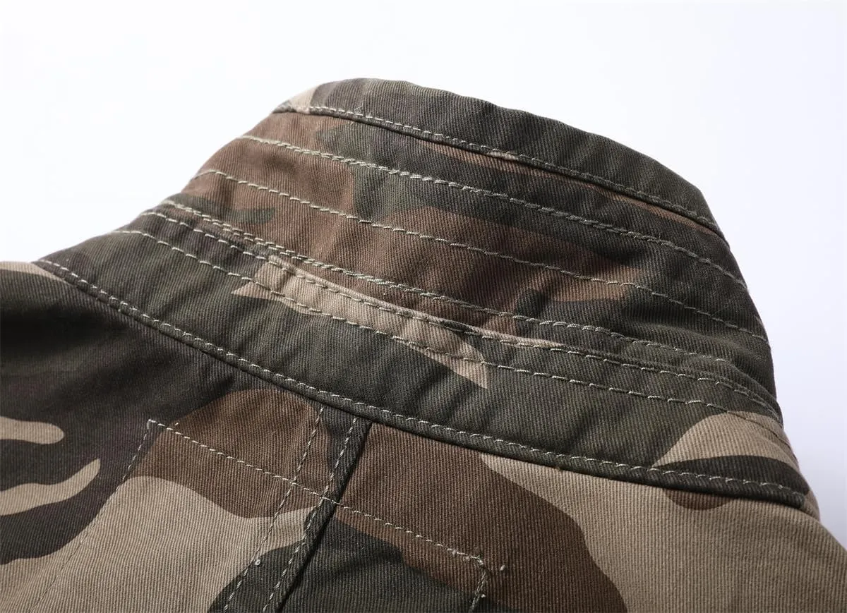 Admitted &Feeling Men's camo Military Jacket Cargo Stand Collar Bomber Jackets Coat
