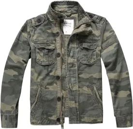 Admitted &Feeling Men's camo Military Jacket Cargo Stand Collar Bomber Jackets Coat