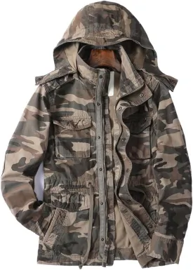 Admitted &Feeling Men's camo Military Jacket Cargo Stand Collar Bomber Jackets Coat