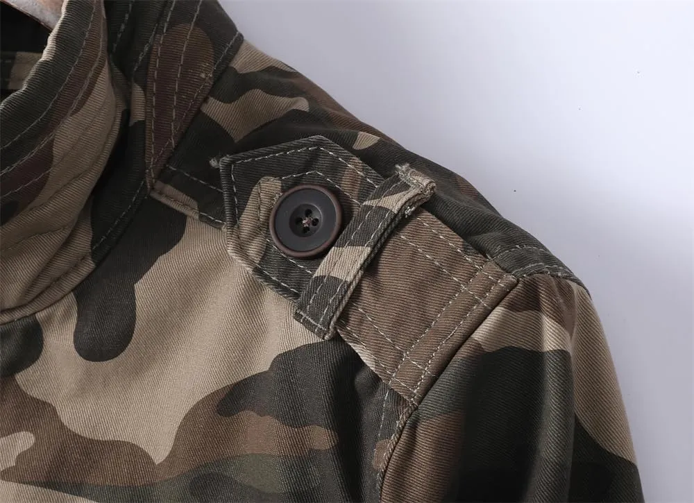 Admitted &Feeling Men's camo Military Jacket Cargo Stand Collar Bomber Jackets Coat