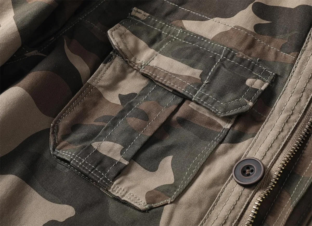 Admitted &Feeling Men's camo Military Jacket Cargo Stand Collar Bomber Jackets Coat