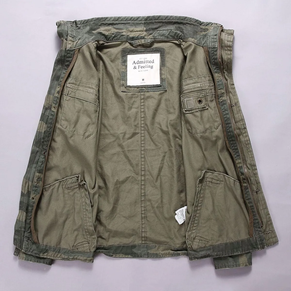 Admitted &Feeling Men's camo Military Jacket Cargo Stand Collar Bomber Jackets Coat