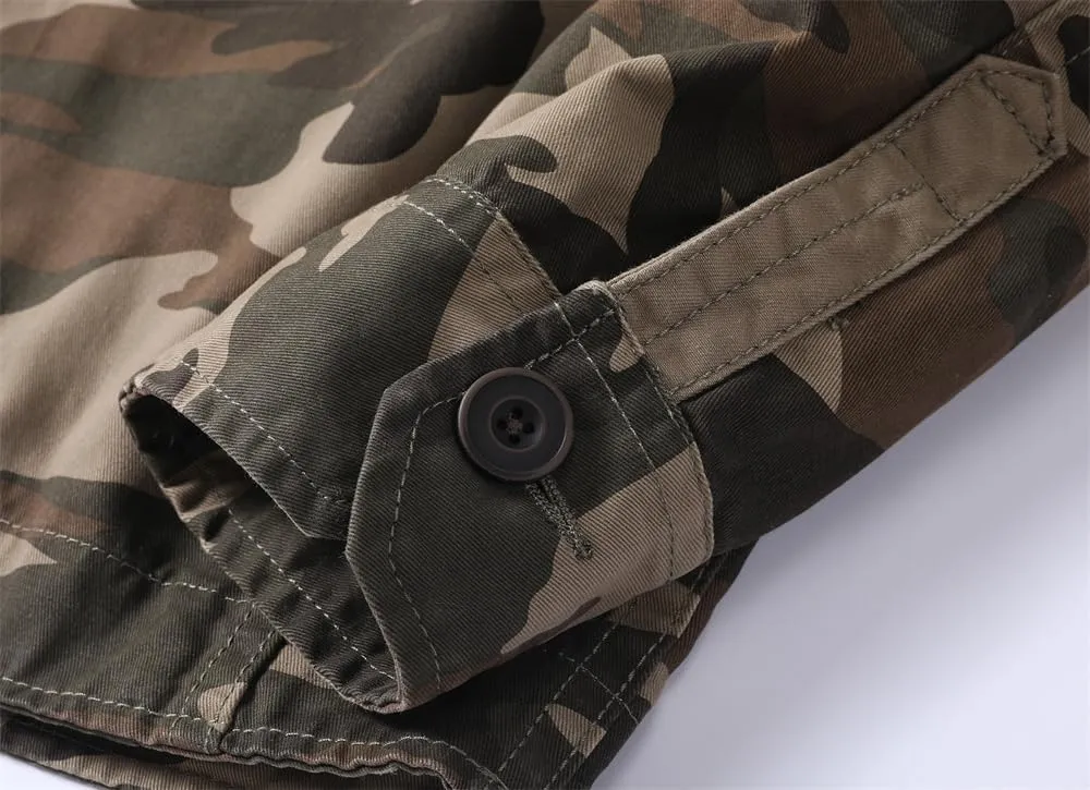 Admitted &Feeling Men's camo Military Jacket Cargo Stand Collar Bomber Jackets Coat