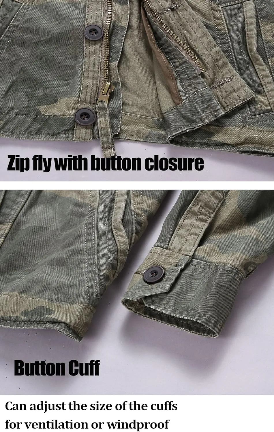 Admitted &Feeling Men's camo Military Jacket Cargo Stand Collar Bomber Jackets Coat