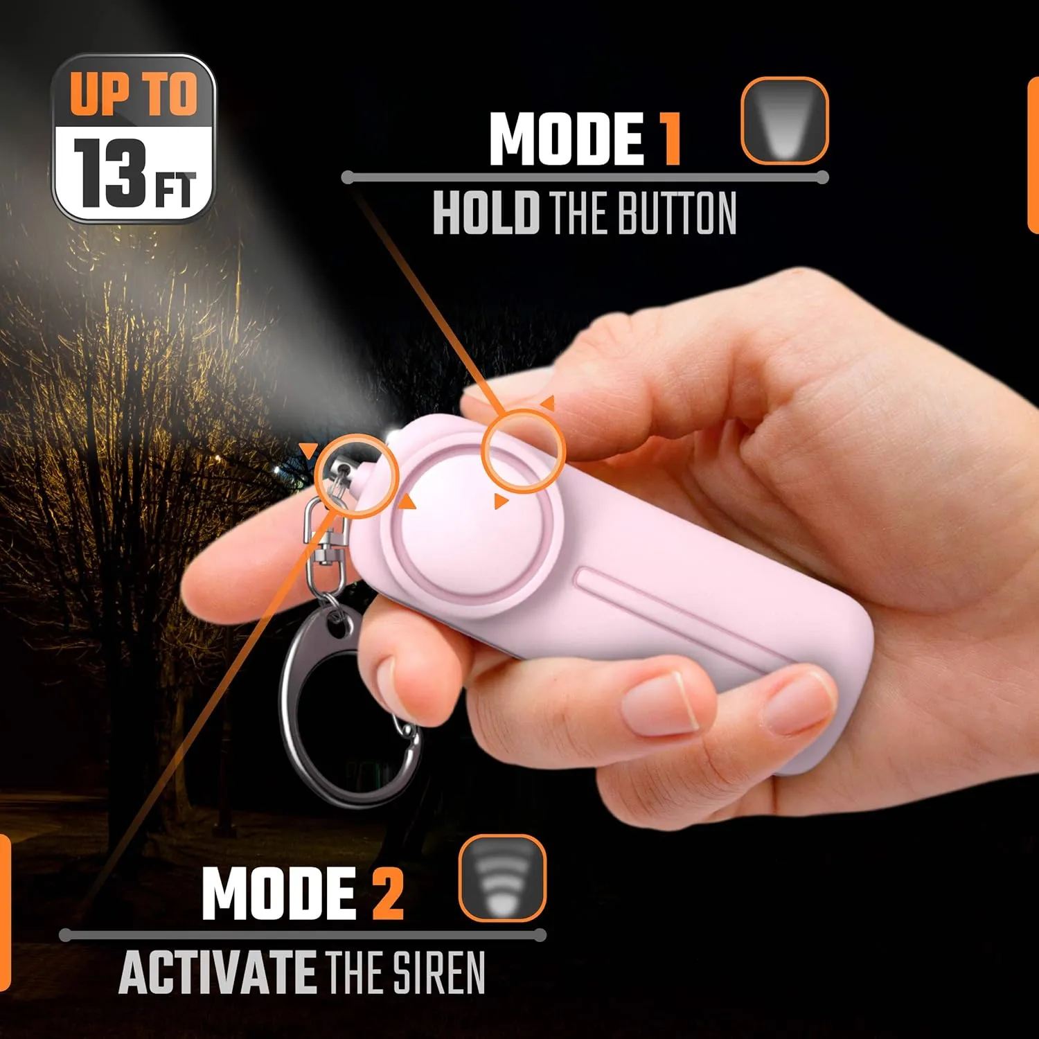 Alarm Keychain for Women Self Defense  130 dB Loud Siren Whistle - Personal Safety Protection Device with LED Light  Safesound Emergency Security Alert Key Chain to Carry by WETEN (Pink)