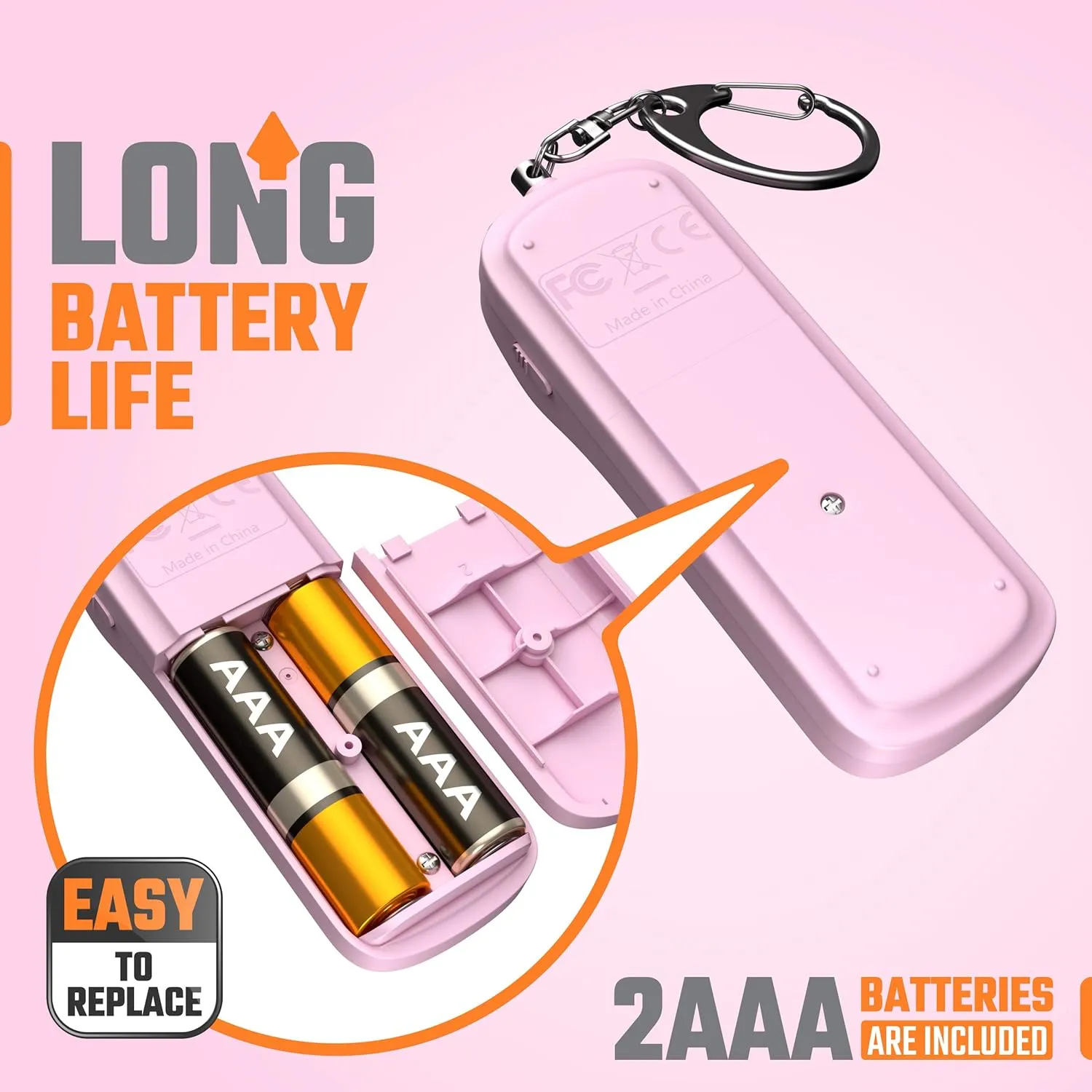 Alarm Keychain for Women Self Defense  130 dB Loud Siren Whistle - Personal Safety Protection Device with LED Light  Safesound Emergency Security Alert Key Chain to Carry by WETEN (Pink)