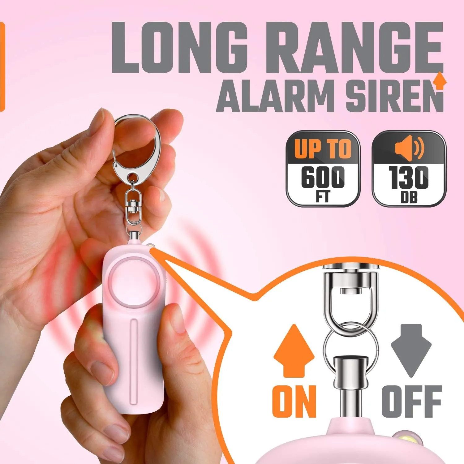Alarm Keychain for Women Self Defense  130 dB Loud Siren Whistle - Personal Safety Protection Device with LED Light  Safesound Emergency Security Alert Key Chain to Carry by WETEN (Pink)