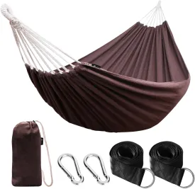 ANYOO Cotton Hammock Portable Camping Hammocks for Hanging Sturdy Garden Comfortable Fabric Hammock with Tree Straps Up to 660lbs with Travel Bag for Camping Outdoor/Indoor Patio Backyard