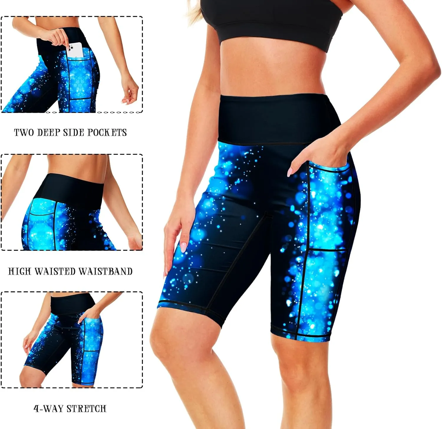 AOBUTE Womens 9"/10"/11" Long Swim Board Shorts High Waisted UPF 50  Biker Shorts with Pockets