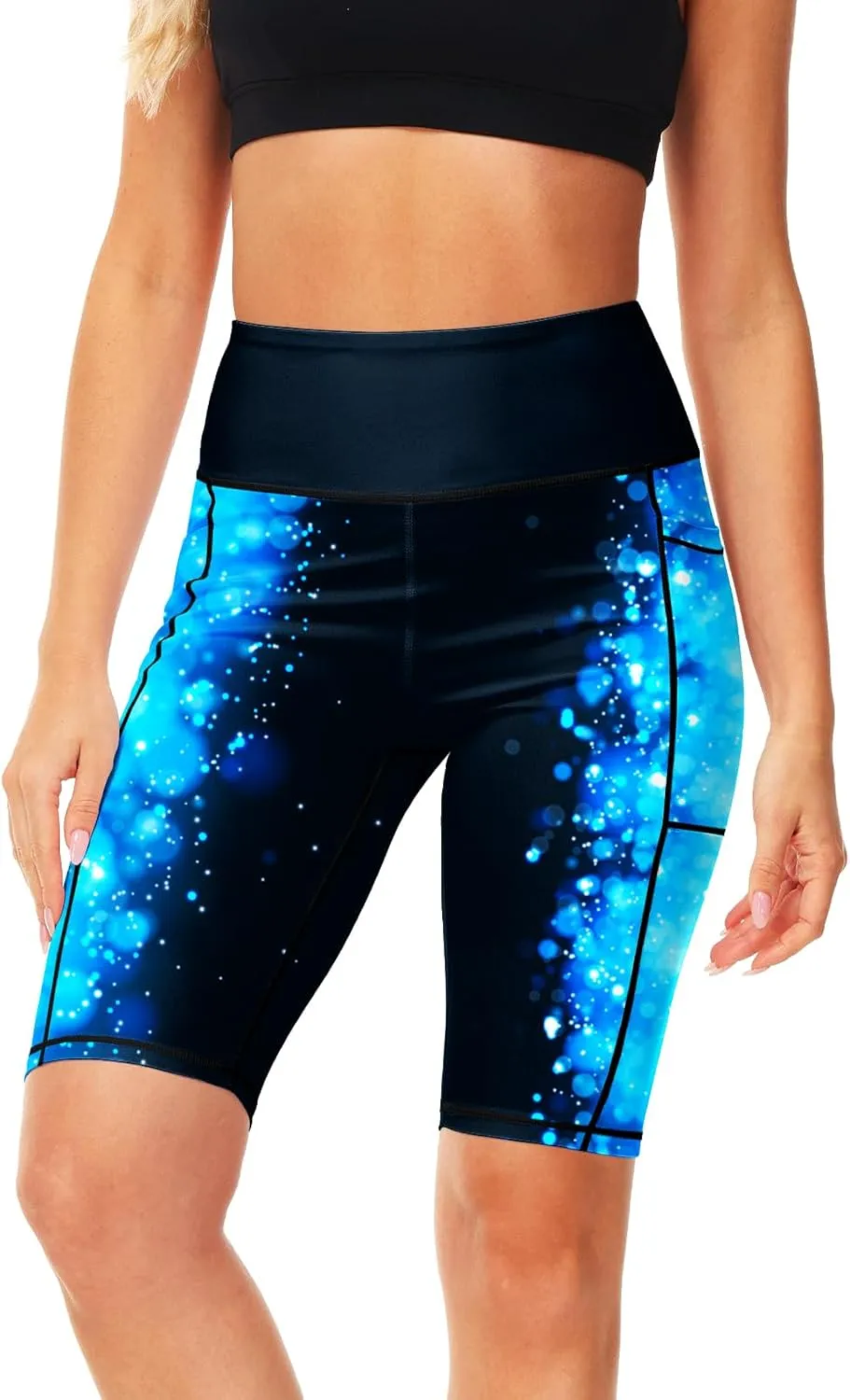 AOBUTE Womens 9"/10"/11" Long Swim Board Shorts High Waisted UPF 50  Biker Shorts with Pockets