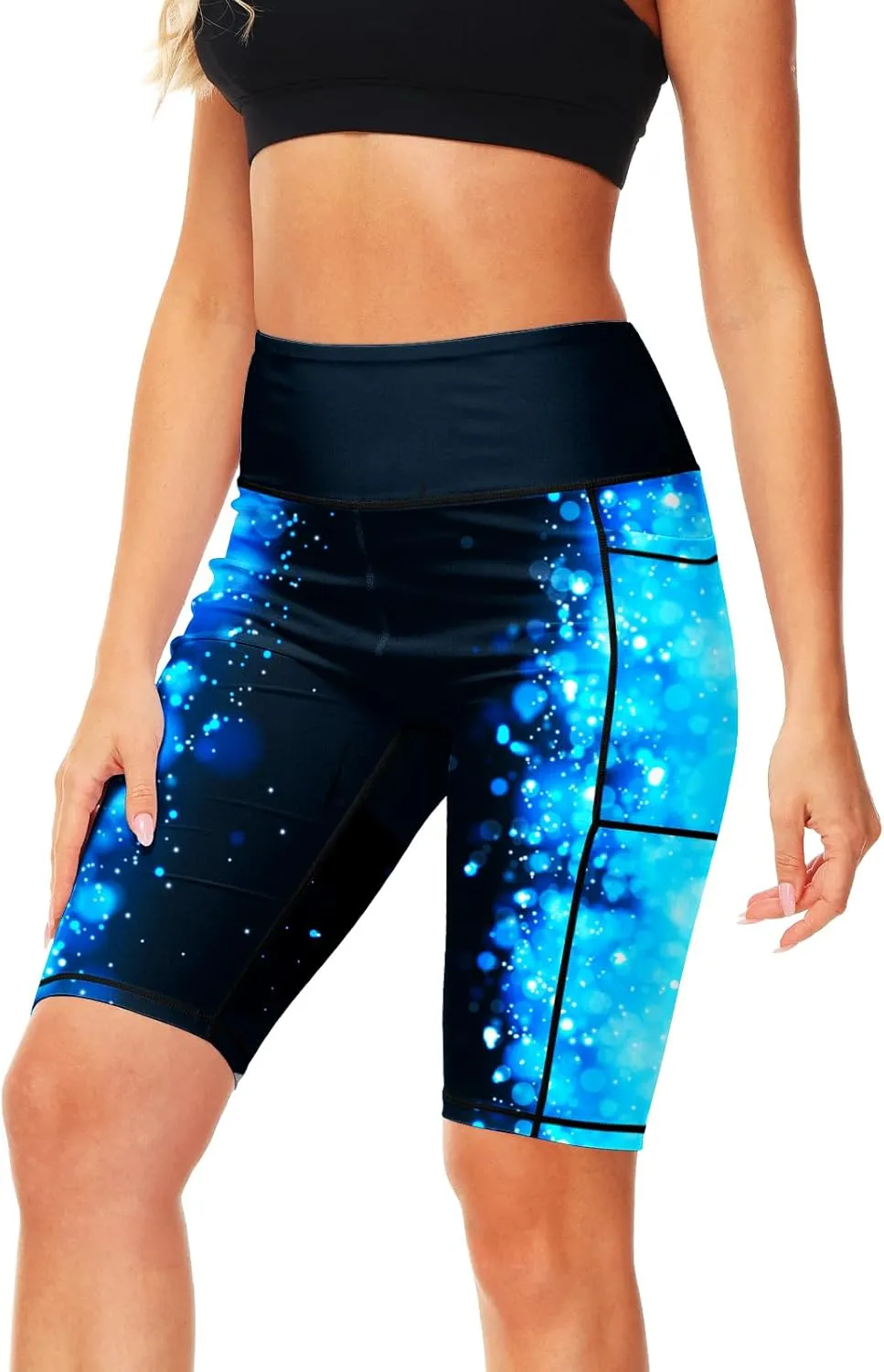 AOBUTE Womens 9"/10"/11" Long Swim Board Shorts High Waisted UPF 50  Biker Shorts with Pockets