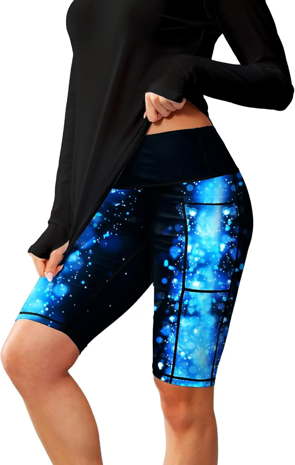 AOBUTE Womens 9"/10"/11" Long Swim Board Shorts High Waisted UPF 50  Biker Shorts with Pockets