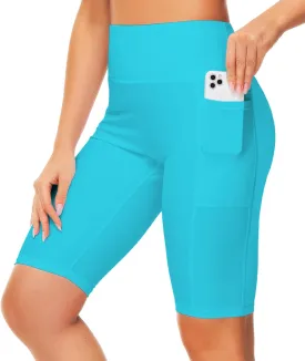 AOBUTE Womens 9"/10"/11" Long Swim Board Shorts High Waisted UPF 50  Biker Shorts with Pockets