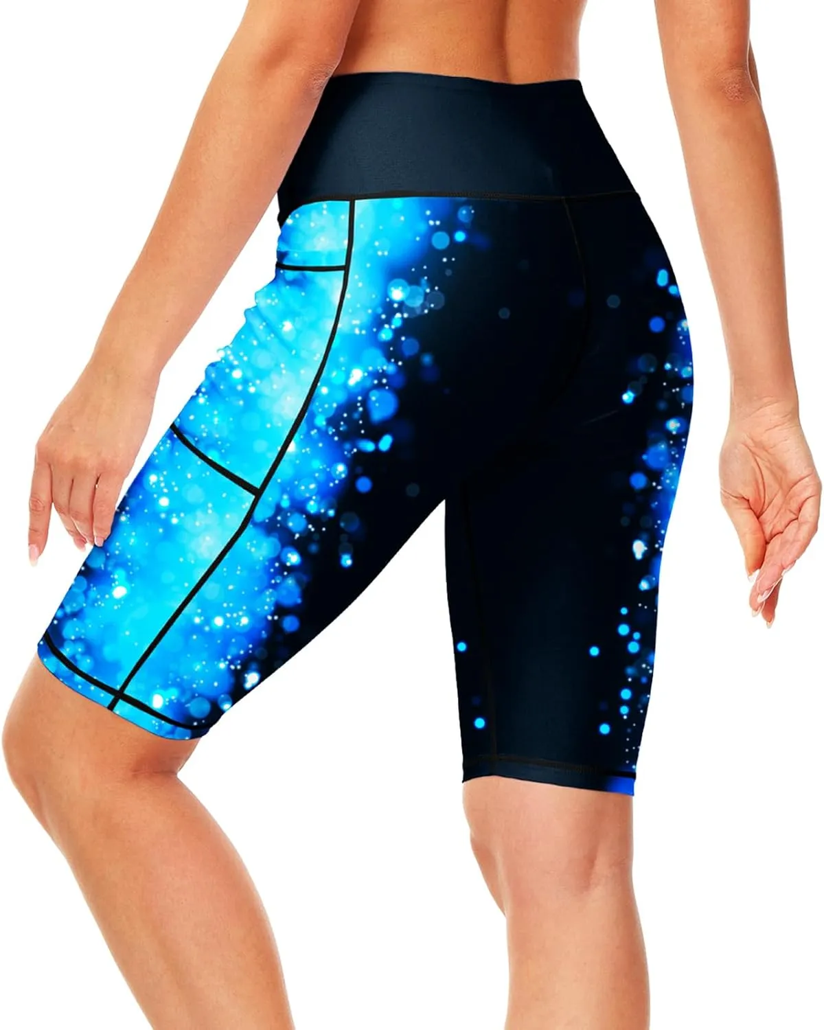 AOBUTE Womens 9"/10"/11" Long Swim Board Shorts High Waisted UPF 50  Biker Shorts with Pockets