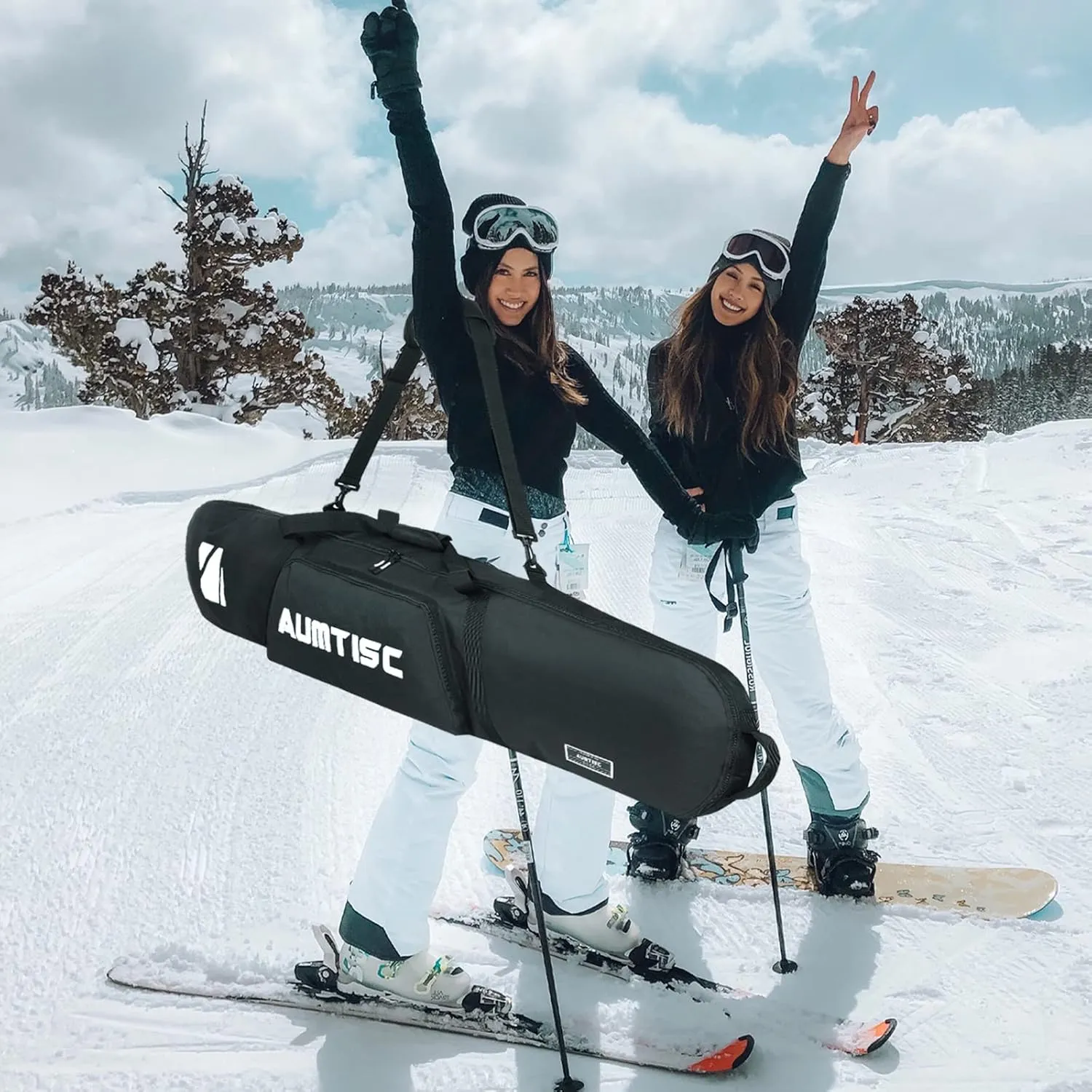 AUMTISC Padded Snowboard Bag for Air Travel, Snowboard Travel Bags for Flying with Gear Pockets, Available Length in 155cm | 165cm | Ajustblae 156-181cm