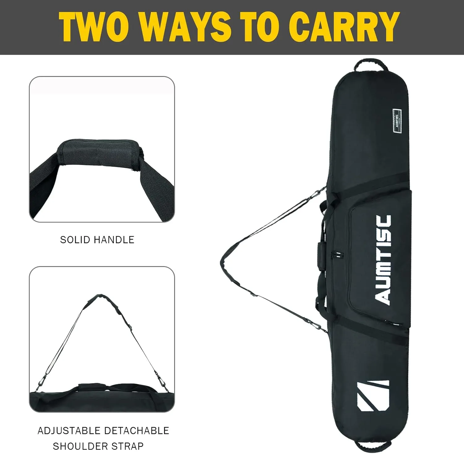 AUMTISC Padded Snowboard Bag for Air Travel, Snowboard Travel Bags for Flying with Gear Pockets, Available Length in 155cm | 165cm | Ajustblae 156-181cm