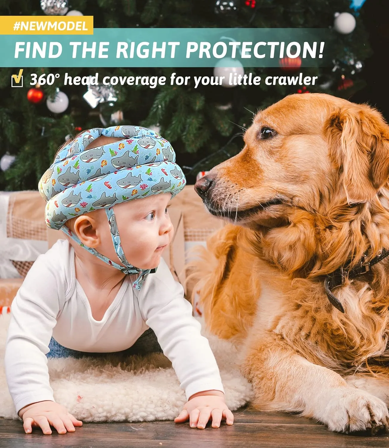 Baby Helmet for Crawling & Walking - Head Protector for Infants, Soft Cushion Safety Headguard, Toddler Inflatable Helmets 6-12 Months