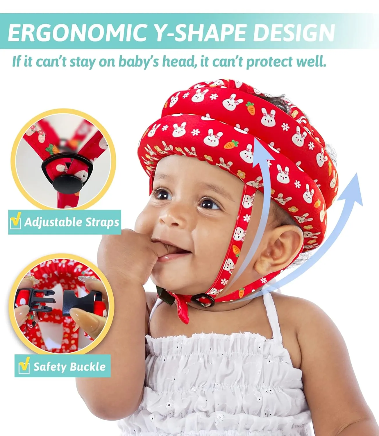 Baby Helmet for Crawling & Walking - Head Protector for Infants, Soft Cushion Safety Headguard, Toddler Inflatable Helmets 6-12 Months