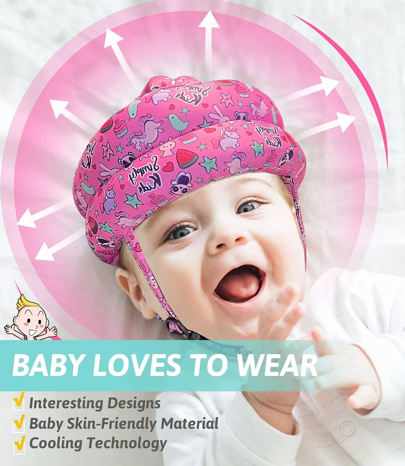 Baby Helmet for Crawling & Walking - Head Protector for Infants, Soft Cushion Safety Headguard, Toddler Inflatable Helmets 6-12 Months