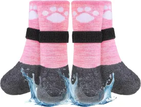 BEAUTYZOO Anti Slip Dog Socks Boots, Dog Shoes for Hot/Cold Pavement Snow Rain Days,Waterproof Grip Dog Booties Paw Protector for Hardwood Floor, Prevent Licking for Small Medium Large Senior Old Dogs