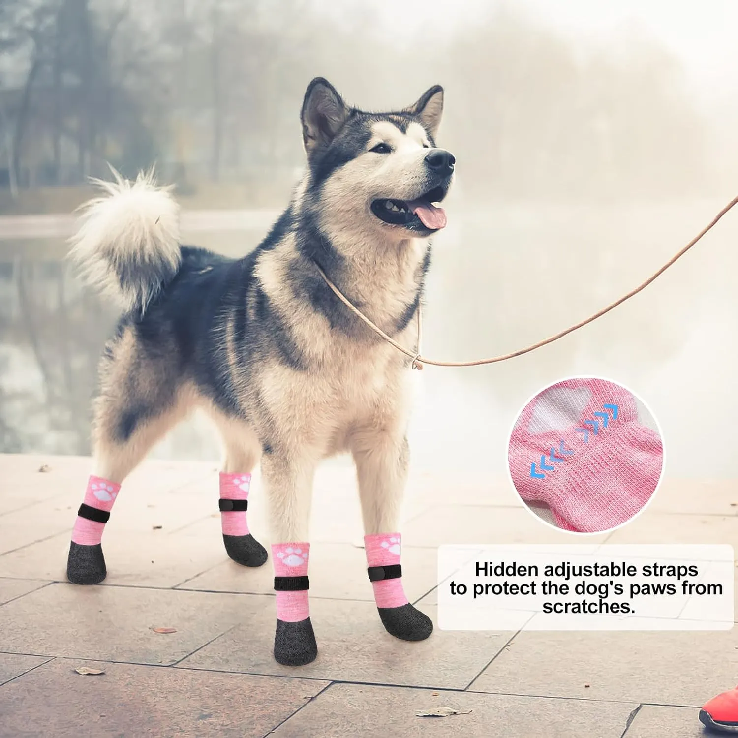BEAUTYZOO Anti Slip Dog Socks Boots, Dog Shoes for Hot/Cold Pavement Snow Rain Days,Waterproof Grip Dog Booties Paw Protector for Hardwood Floor, Prevent Licking for Small Medium Large Senior Old Dogs