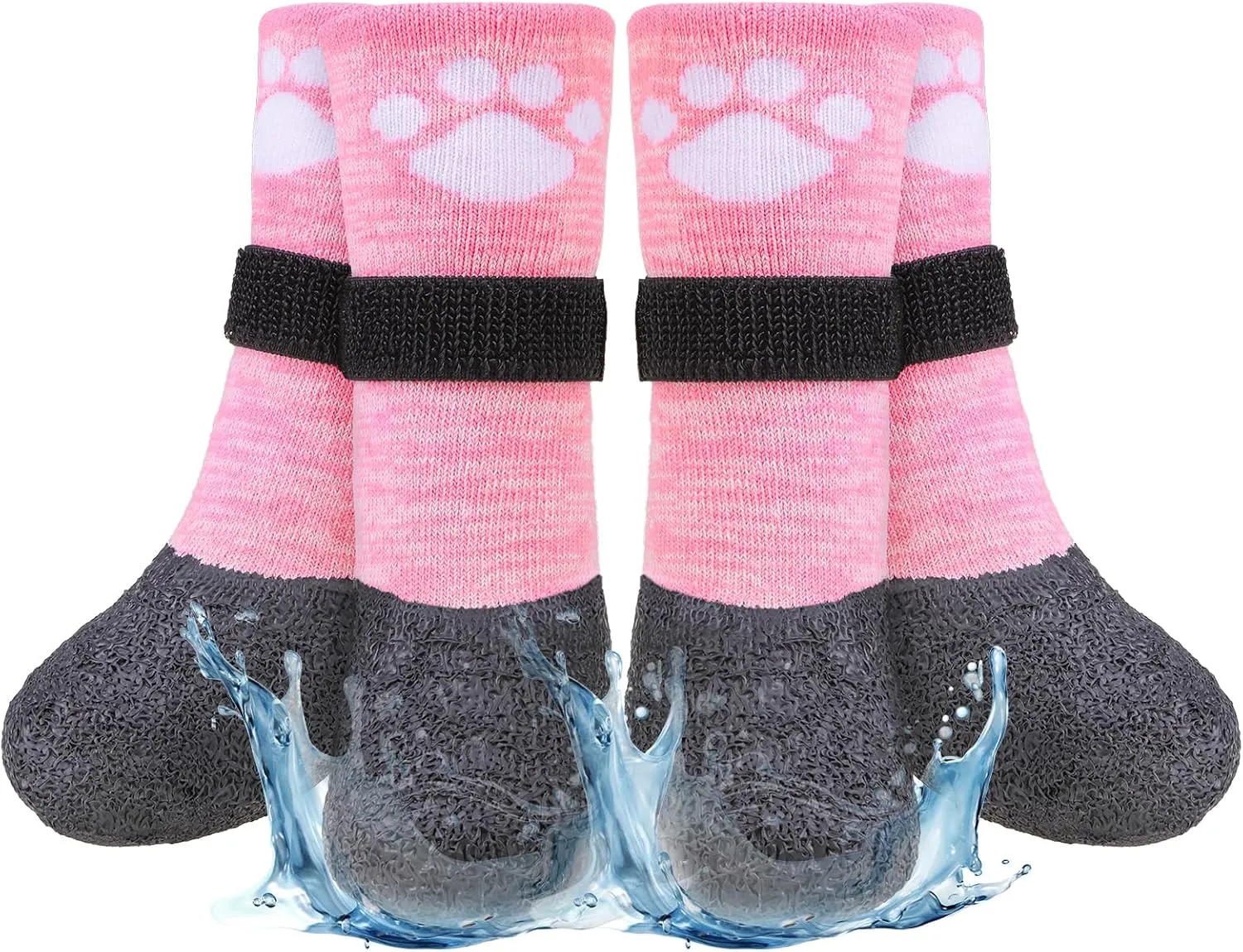 BEAUTYZOO Anti Slip Dog Socks Boots, Dog Shoes for Hot/Cold Pavement Snow Rain Days,Waterproof Grip Dog Booties Paw Protector for Hardwood Floor, Prevent Licking for Small Medium Large Senior Old Dogs