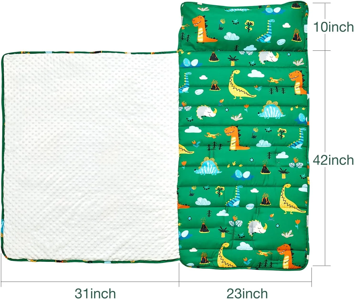 beeweed Toddler Nap Mat, Rollup Design Kid Sleeping Mat with Removable Pillow & Minky Blanket, Toddler Sleeping Bag for Daycare Preschool Travel Camping