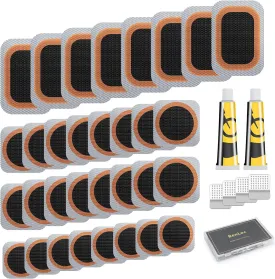 Bike Tire Repair Kit, Bycicle Inner Tube Puncture Patch Kits, Vulcanizing Patches,Glueless Patchs,Lever for Motorcycle BMX Cycling MTB Road Mountain Bicycle