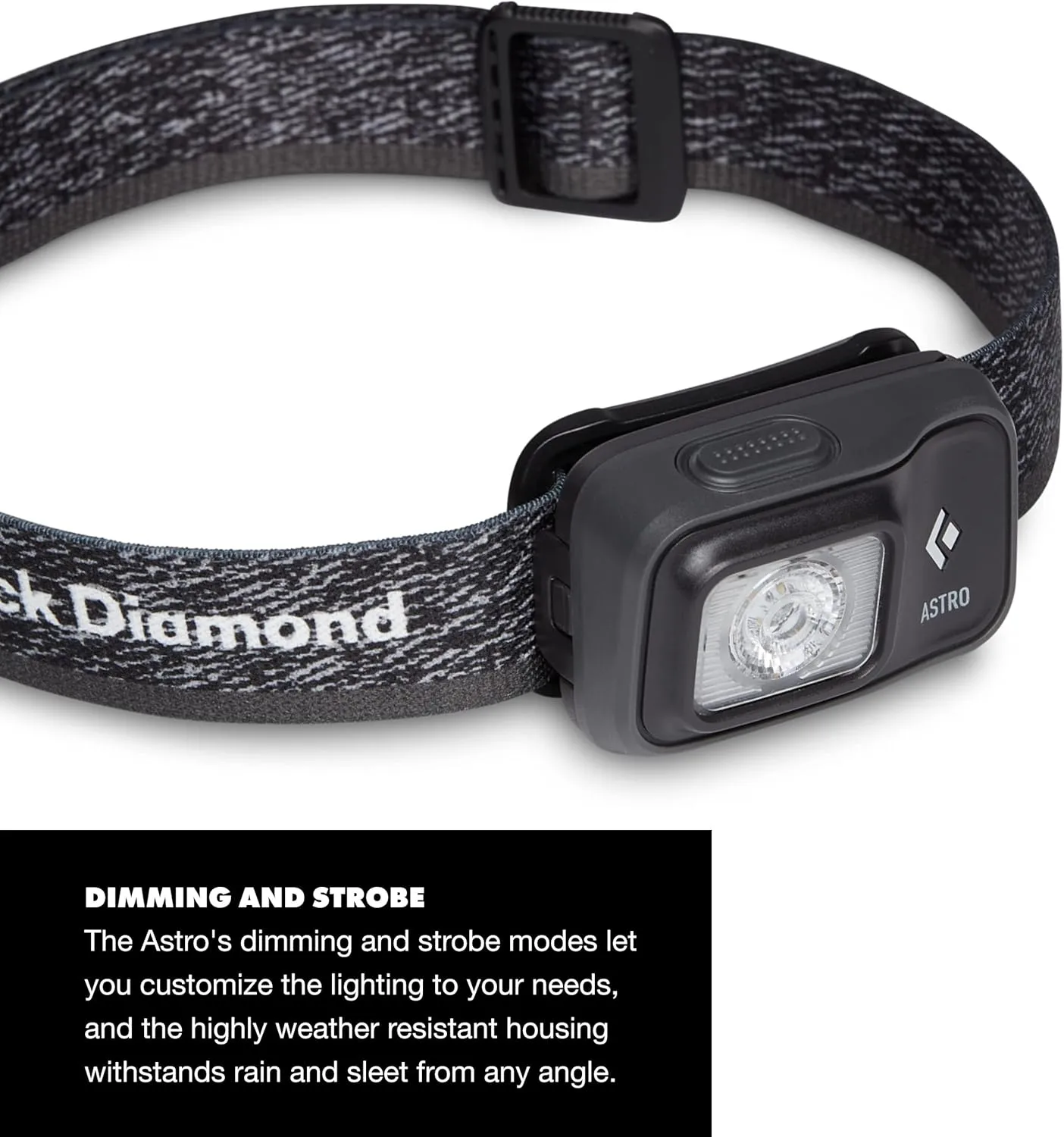 BLACK DIAMOND Astro 300 LED Headlamp, Dimmable Battery Powered IPX4 Rainproof Headlamp for Camping, Hiking, Running, Work, Travel, Graphite