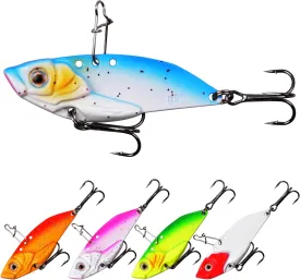 Blade Bait Bass Fishing Lures, 5pcs Hard Metal VIB Lures Swimbait Sinking Jigging Spoons Blade Baits for Trout Crappie Walleye Saltwater Freshwater Fishing