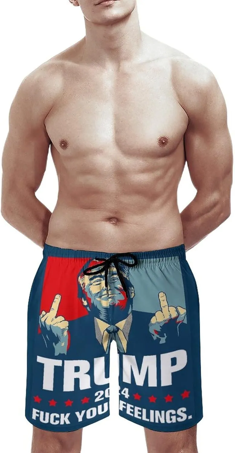 Board Shorts I Have PTSD Pretty Tired of Stupid Democrats 2024 Swim Trunks Dress Loosely Beach Shorts