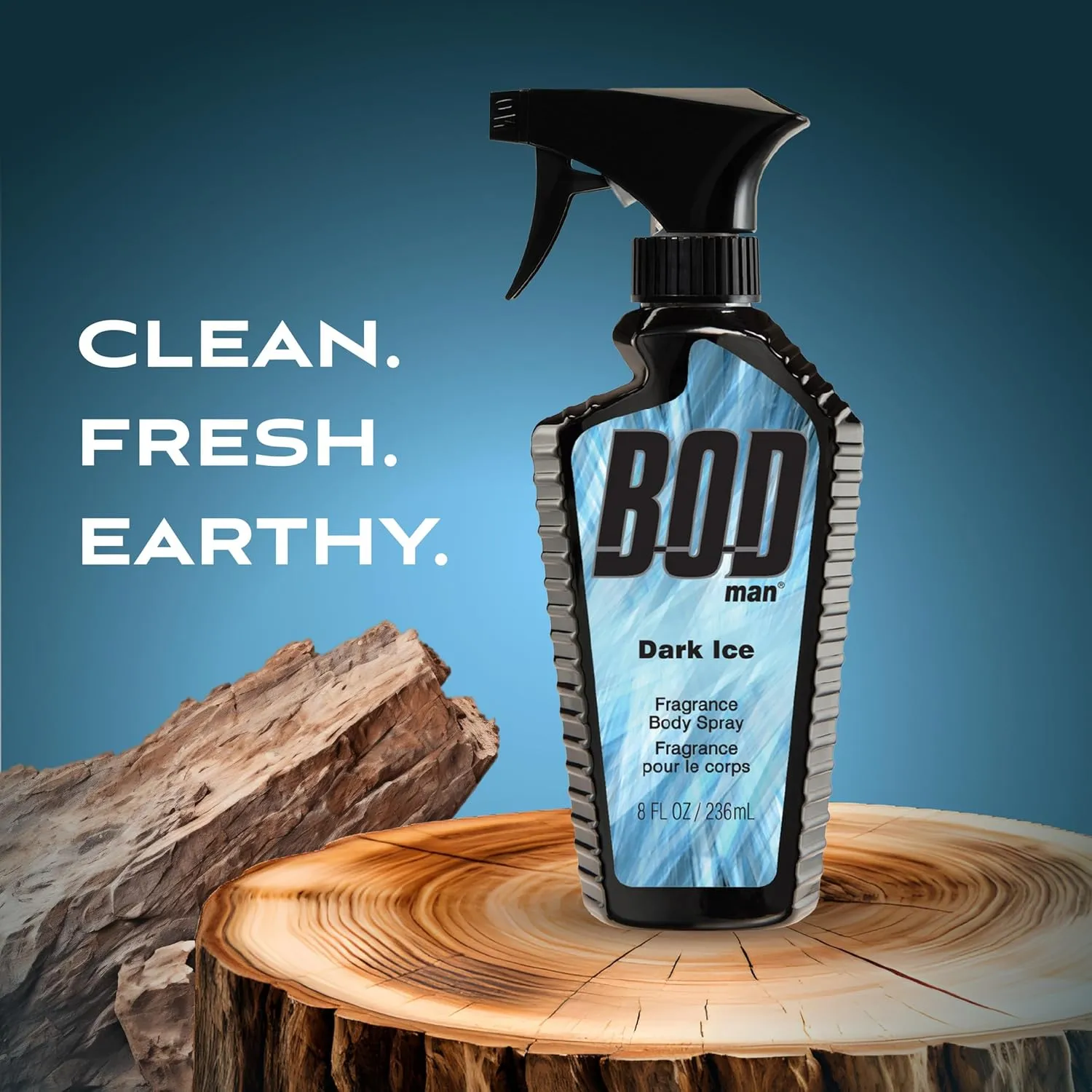 BOD man Fragrance Body Spray, Dark Ice, 8 fl oz (Pack of 2)