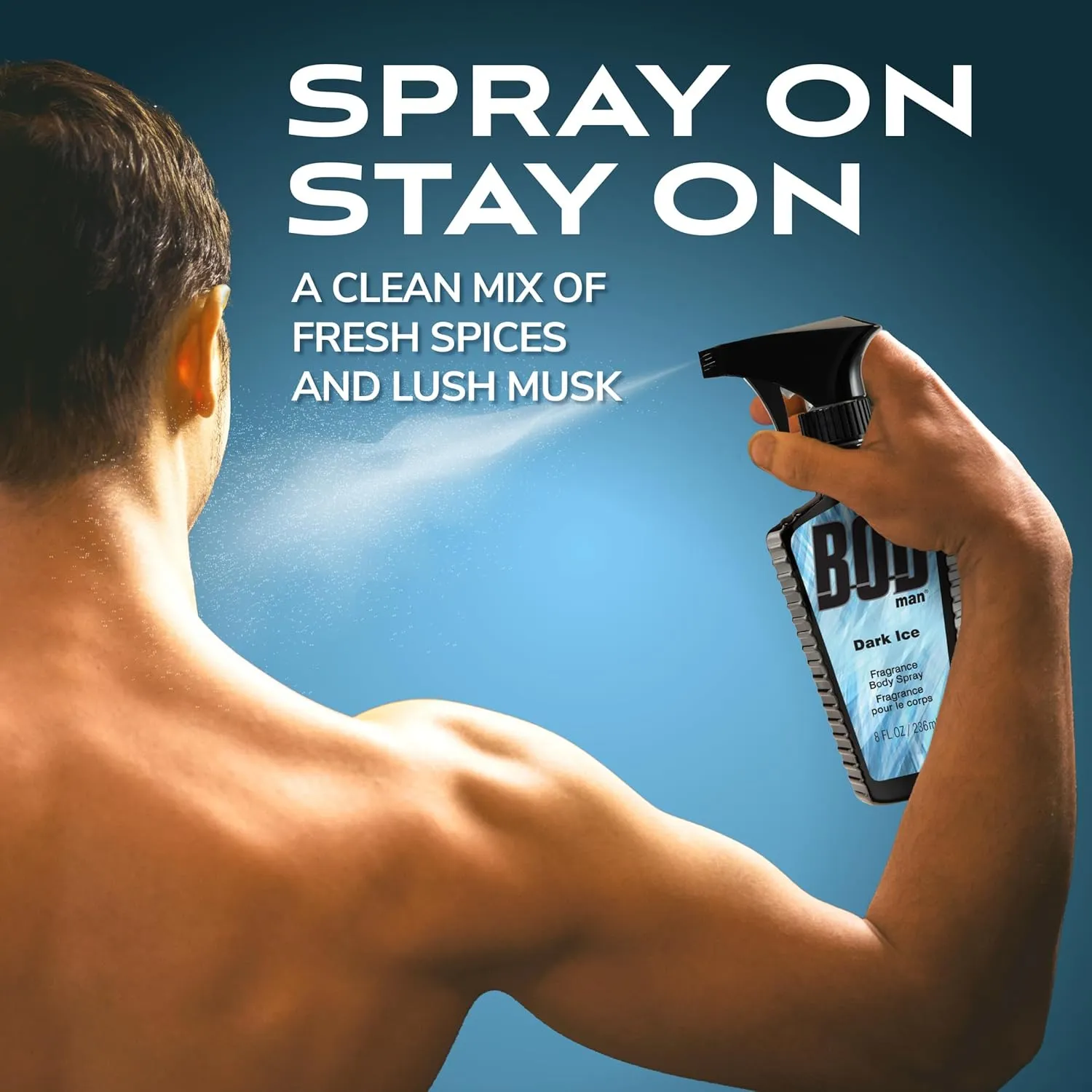 BOD man Fragrance Body Spray, Dark Ice, 8 fl oz (Pack of 2)